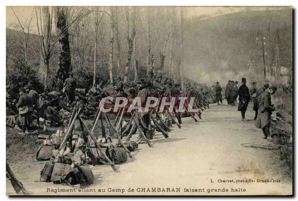 Regiment auf dem Weg zum Lager CHAMBARAN macht große Pause — L. Charvet, phot-édit. Grand-Croix - Vorderseite