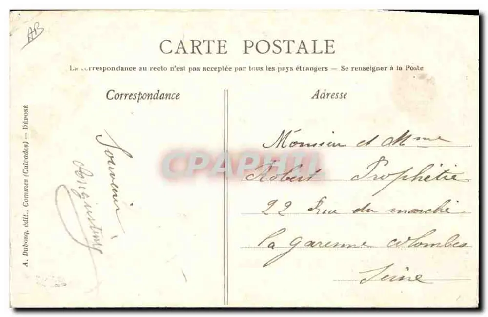 Coiffure 'Bourgogne' — Normandie — A.D. éditeur - Verso