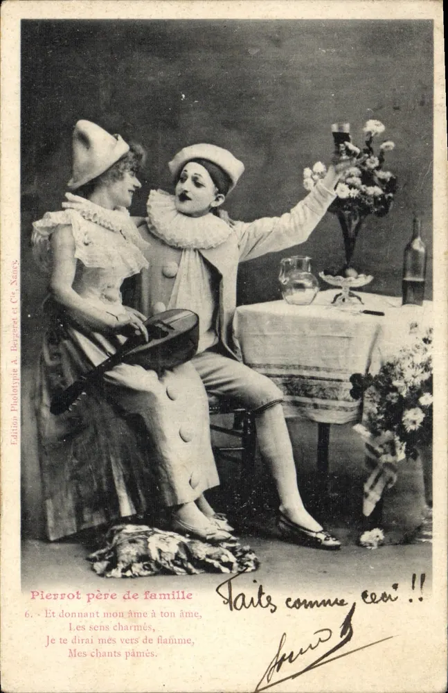 Pierrot Vater der Familie — Theater-Szene — Édition Phototypie A. Bergenet et Cie, Nancey, n°6 - Vorderseite
