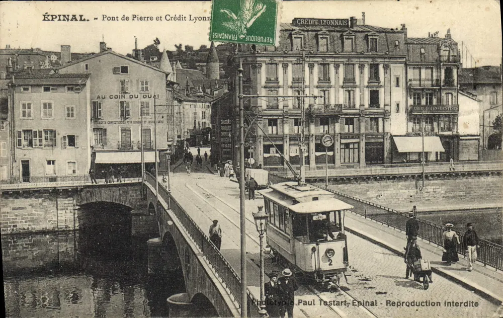 Épinal — Pont de Pierre et Crédit Lyonnais — Paul Testart, Epinal - Vorderseite