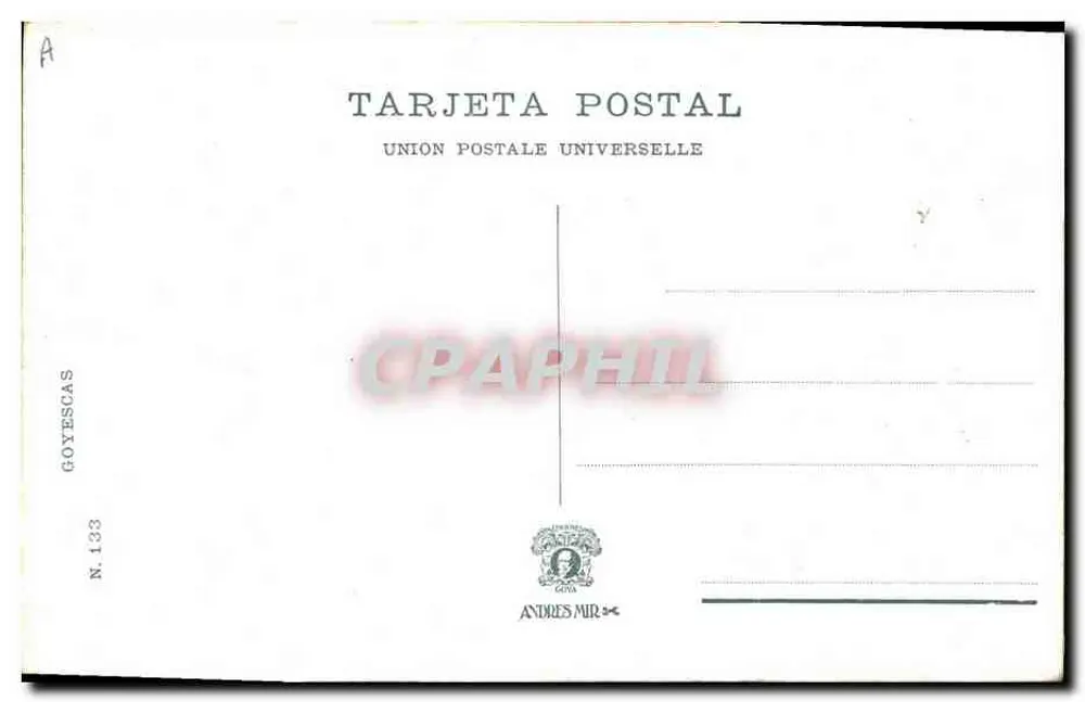 Spanische Tänzerin in grünem Punktekleid — signierte Illustration — Verlag Andres Mir, Nr. 133 - Rückseite