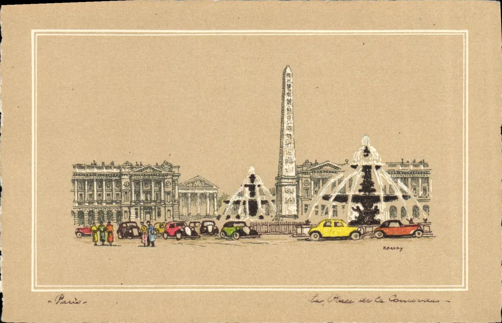 Paris — Die Place de la Concorde — Kupferstich von Braphy - Vorderseite