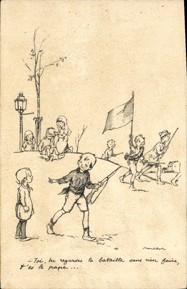 Kinder, die Krieg spielen — Straßenszene — Verlag Poulbot n°5-A - Vorderseite