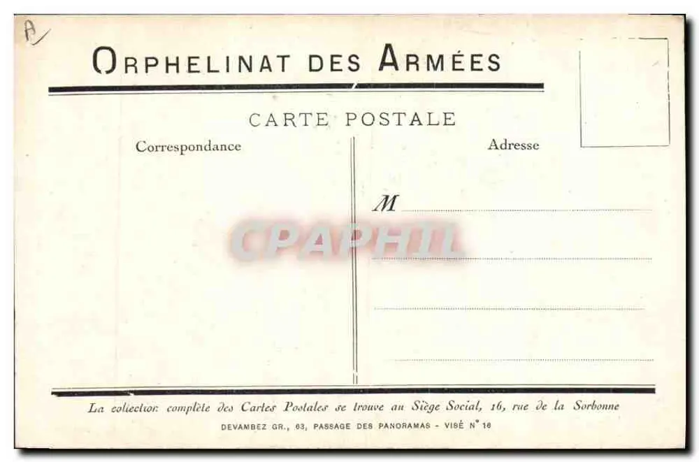 Kinder, die nahe einer Friedhofskreuz spielen — Orphelinat des Armées, Serie N°16 - Rückseite