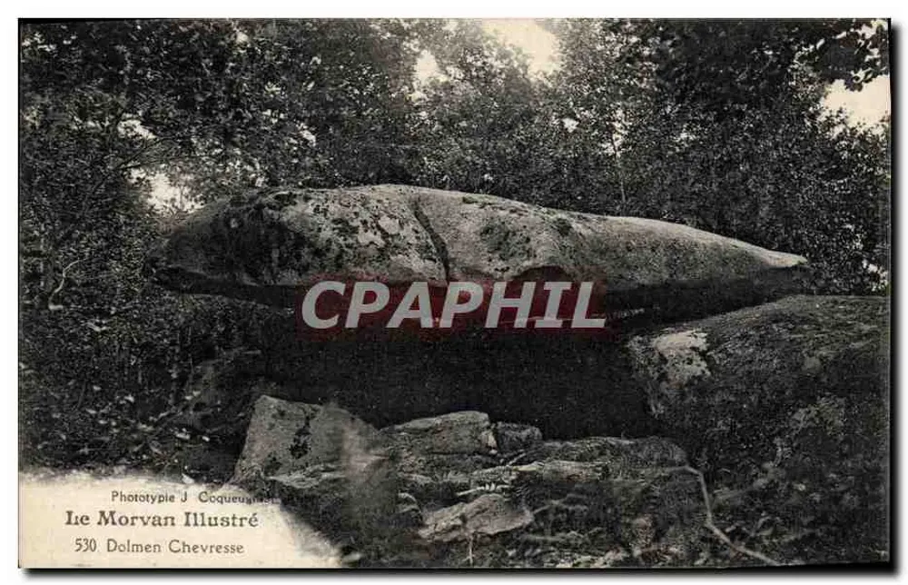 Dolmen Chevresse — Morvan — Fototipo J Coqueugnies, n° 530 - Frente