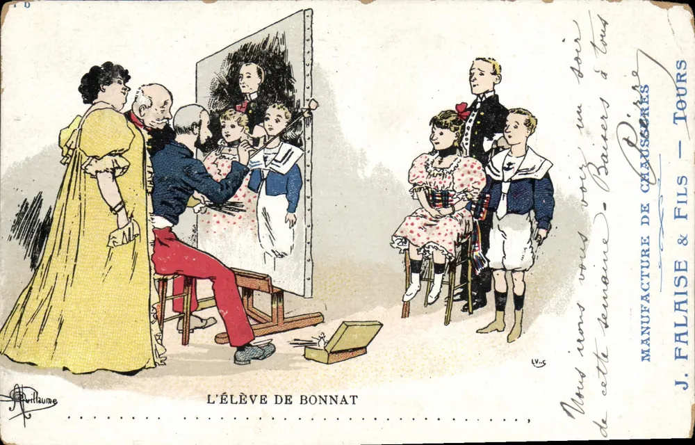 O Aluno de Bonnat — cena de aula de arte — J. Falaise & Fils - Tours - Frente