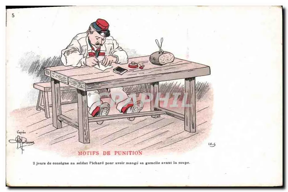 Soldat en train d'écrire — scène de punition — éditeur L'Après, n°5 - Frente