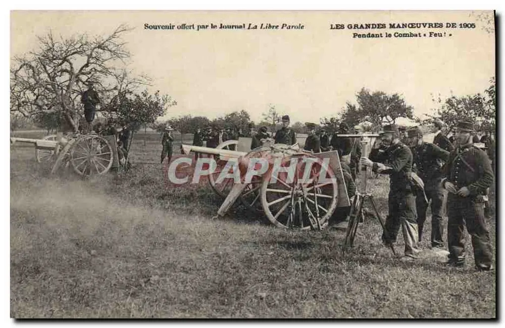 Die Großen Manöver von 1905 — Während des Kampfes « Feuer! » — Erinnerungsgeschenk vom Journal La Libre Parole - Vorderseite