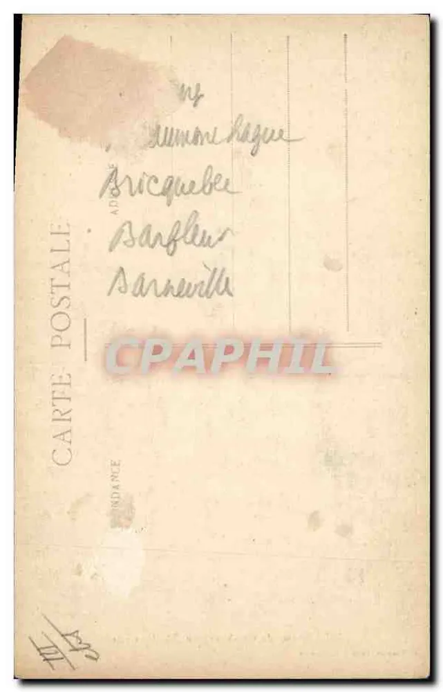 Costume de Cherbourg au XVIIIe siècle — femme en costume traditionnel tenant un bouquet — éditeur C. Vannier, Coutances, n°40 - Verso