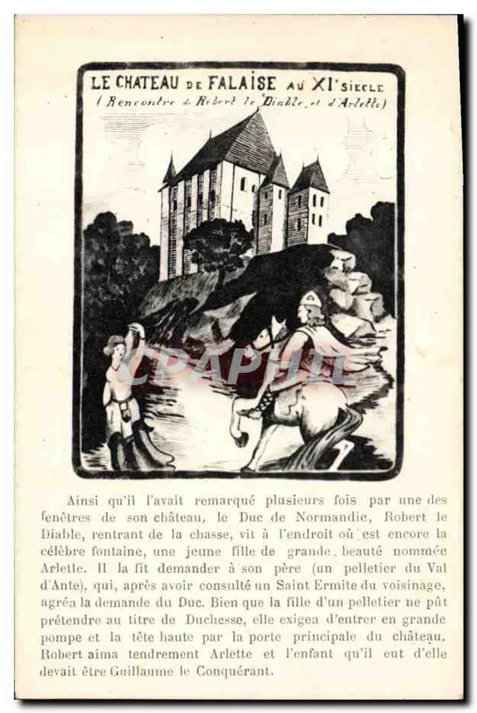 O Castelo de Falaise no século XI — (Encontro de Robert o Diabo e de Arlette) — editor não visível - Frente
