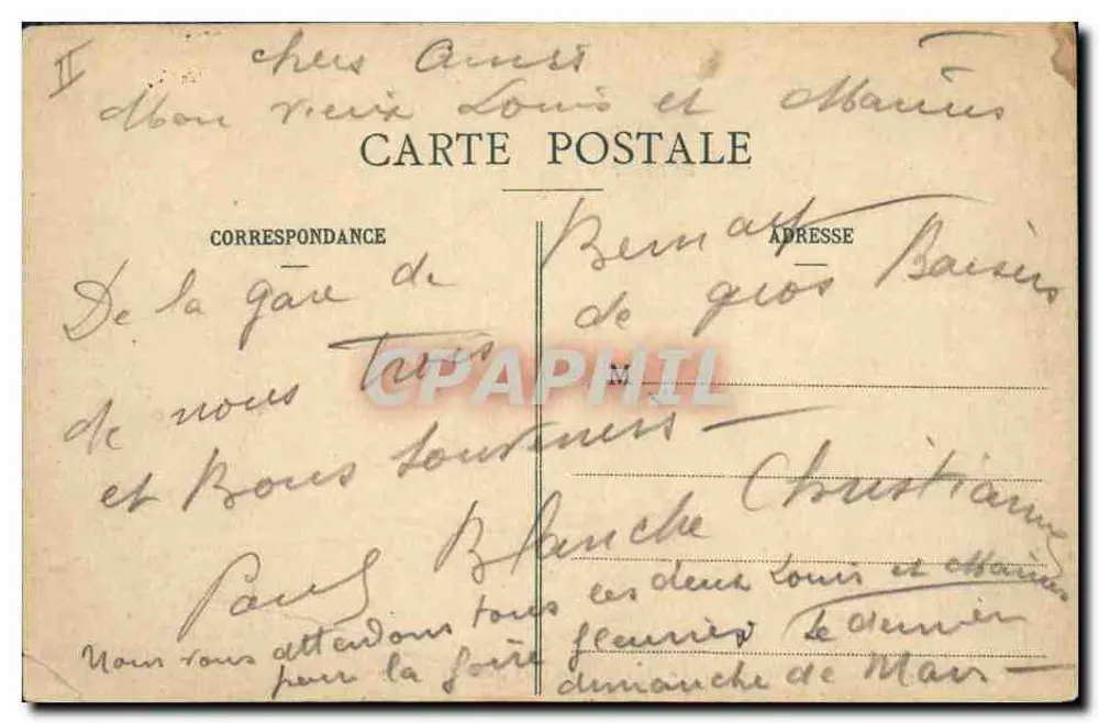Gare de Bernay — cena de viajantes — E.H. Galky - Verso
