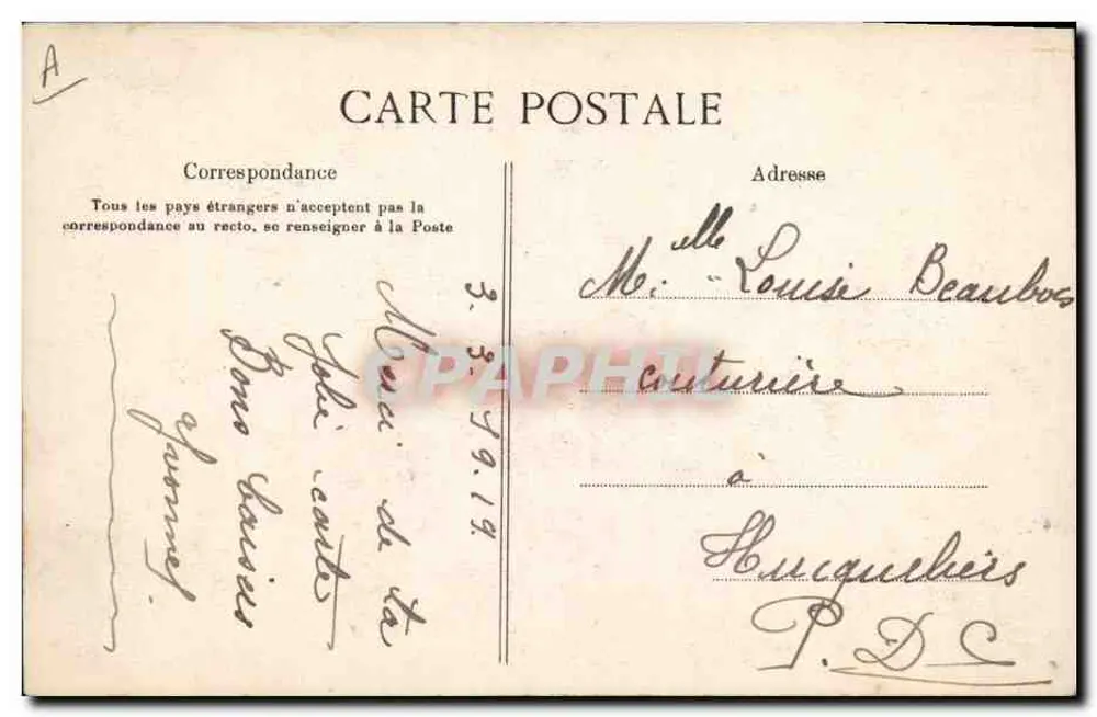Em Normandia — Colagem de cenas de vida — LE C.P.A. PARIS, Modelo depositado - Verso