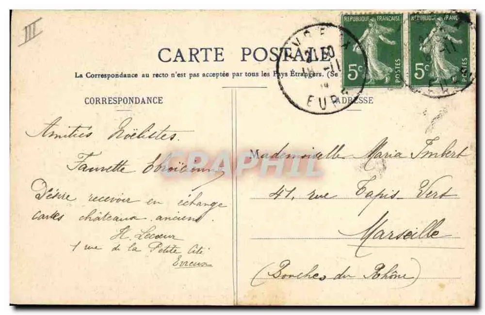 As Três Graças — Cenas Normandas — Coleção A. Remard, edit. Font-Audamé - Verso