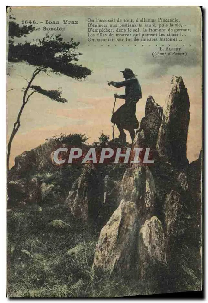 Le Sorcier — scène de montagne avec silhouette d'homme — éditeur Breiz (R 163) - Frente