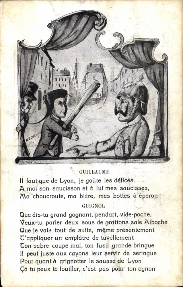 Guillaume e Guignol — caricatura satírica — A. Tournalle, 1914 - Frente
