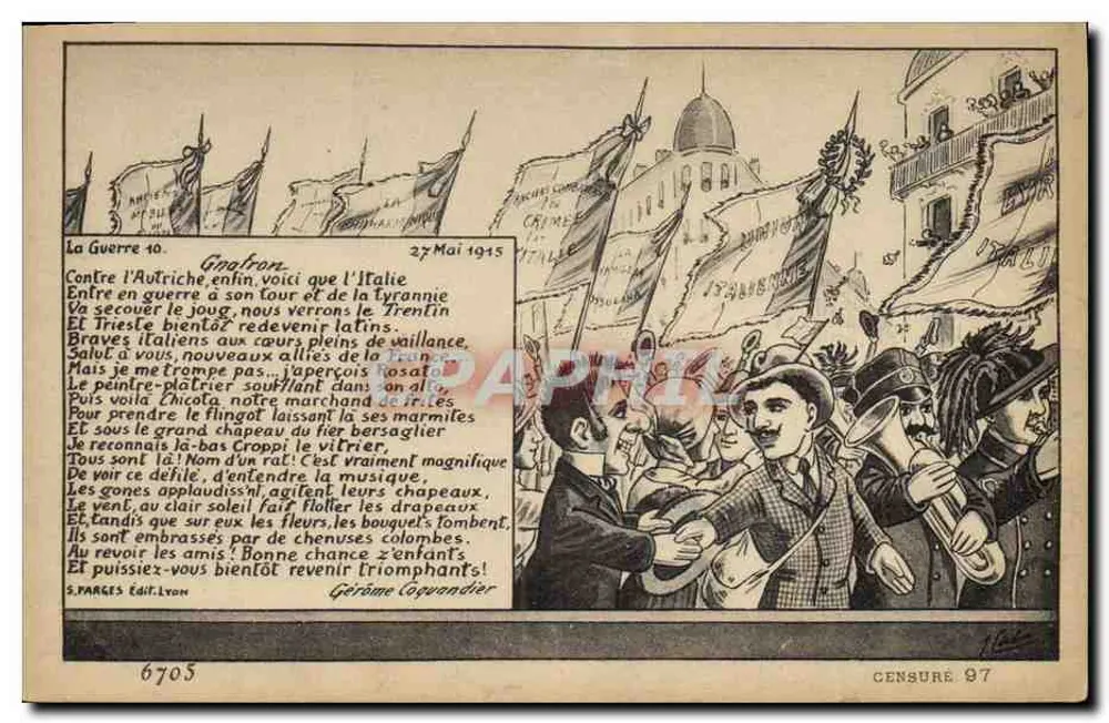 Cena de festa italiana — 27 de Maio de 1915 — S. PARGES ÉDIT. LYON - Frente
