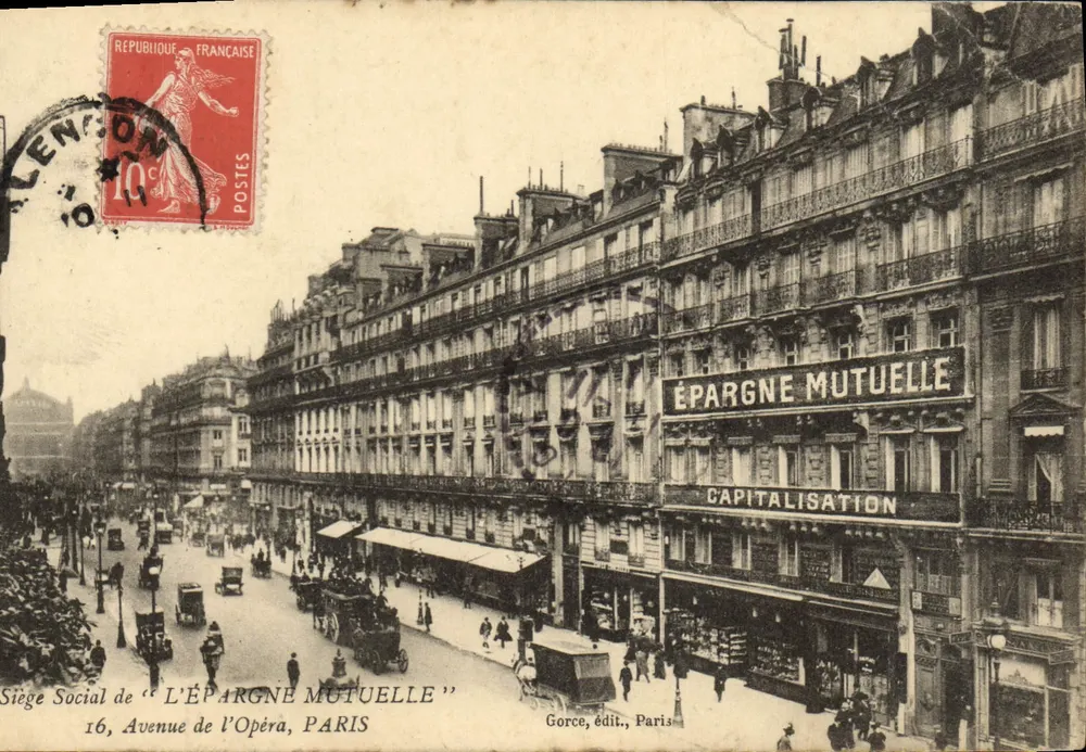 Sitz der « L'ÉPARGNE MUTUELLE » — Avenue de l'Opéra, Paris — Verlag Gorce, Paris - Vorderseite