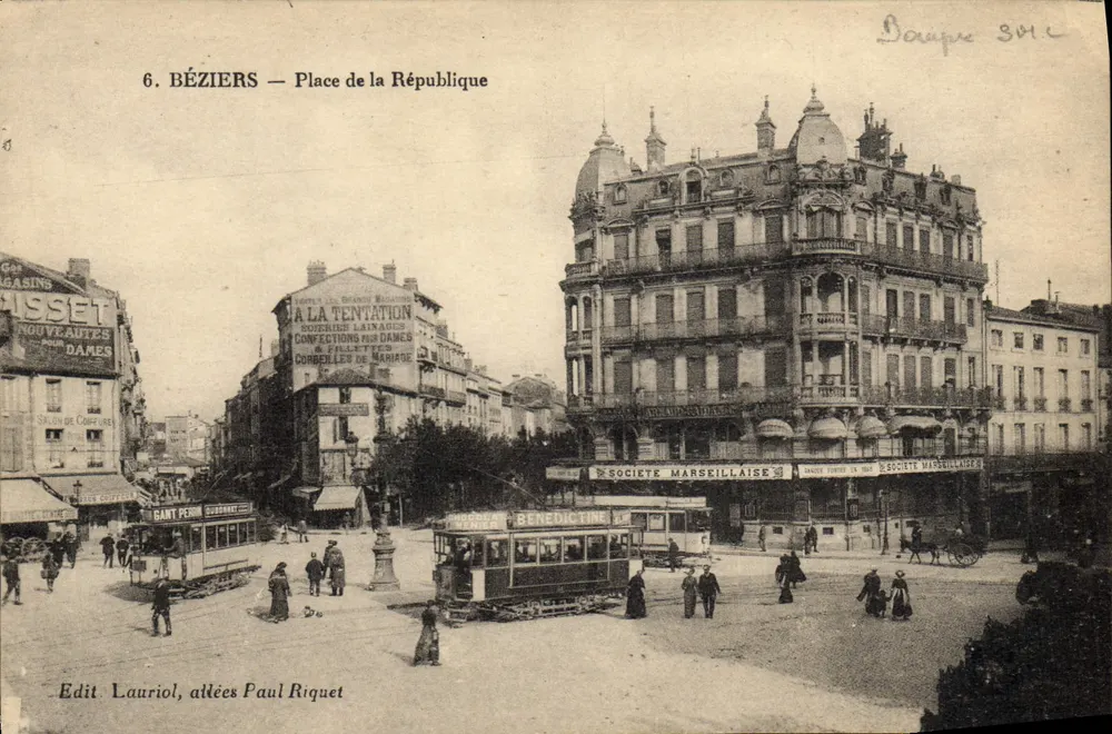 Béziers — Praça da República — Edição Lauriol, avenidas Paul Riquet - Frente