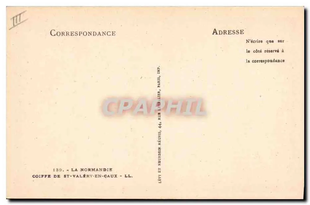 Frau in traditioneller Kopfbedeckung — traditionelle Kopfbedeckung von St-Valéry-en-Caux — Verlag Coiffe de St-Valéry-en-Caux, Paris - Rückseite