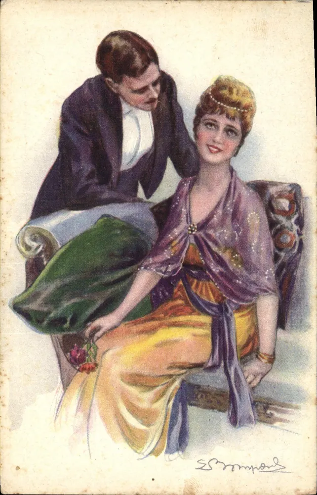 Elegantes Paar — intime Szene — Verleger Stampa Rea, Mailand, n° 445 - Vorderseite