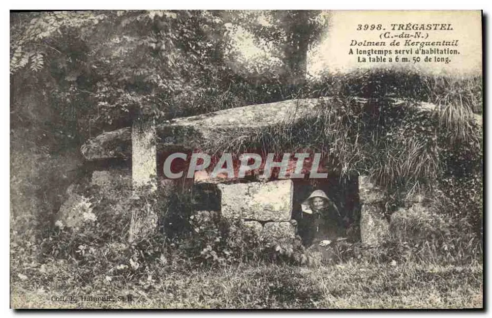 Trégastel (C.-du-N.) — Dolmen von Kerguentail, alter Wohnort — Sammlung Hamoune, St B. - Vorderseite