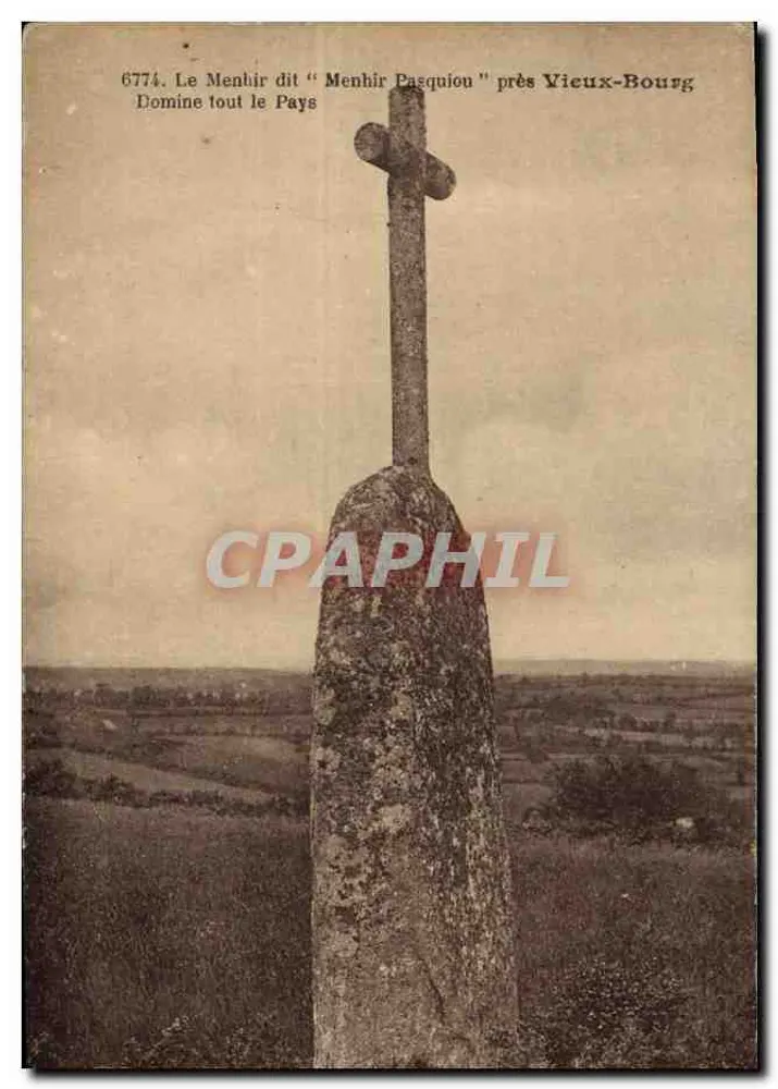 Menhir genannt "Menhir Pasquion" nahe Vieux-Bourg — Domine tout le Pays — n°6774 - Vorderseite