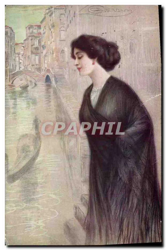 Frau am Kanal — Venedig — signierte Gravur von G. GORALDON - Vorderseite