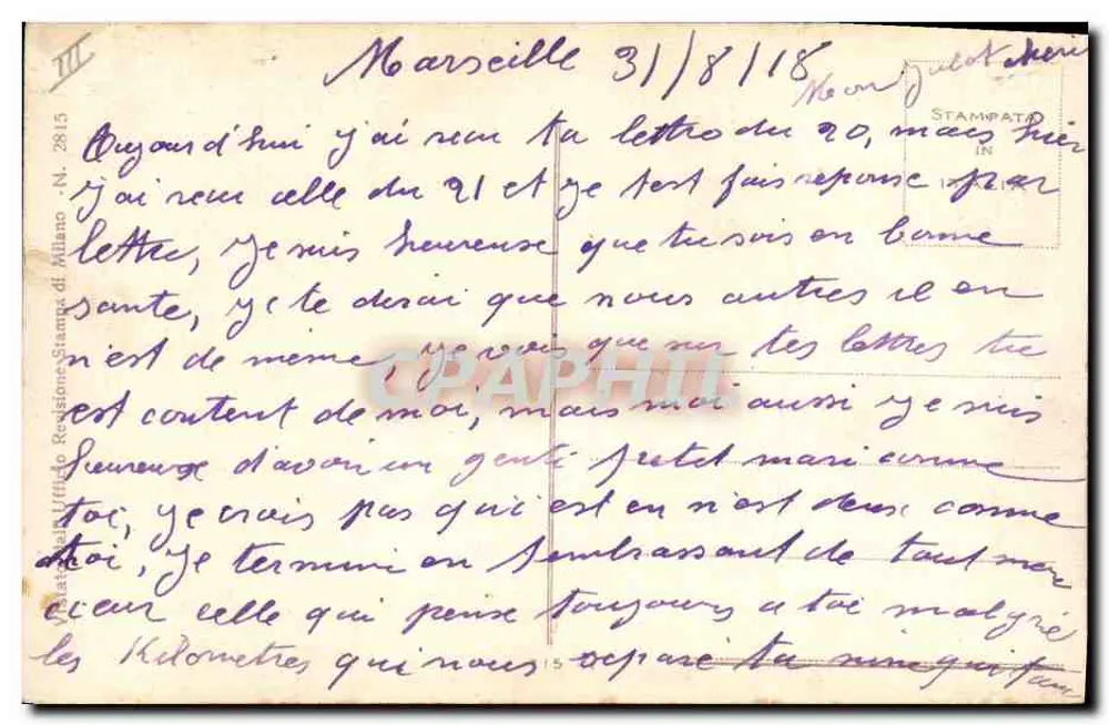 Ein sich umarmendes Paar — romantische Szene — Zeichnung von G. Edelmann - Rückseite