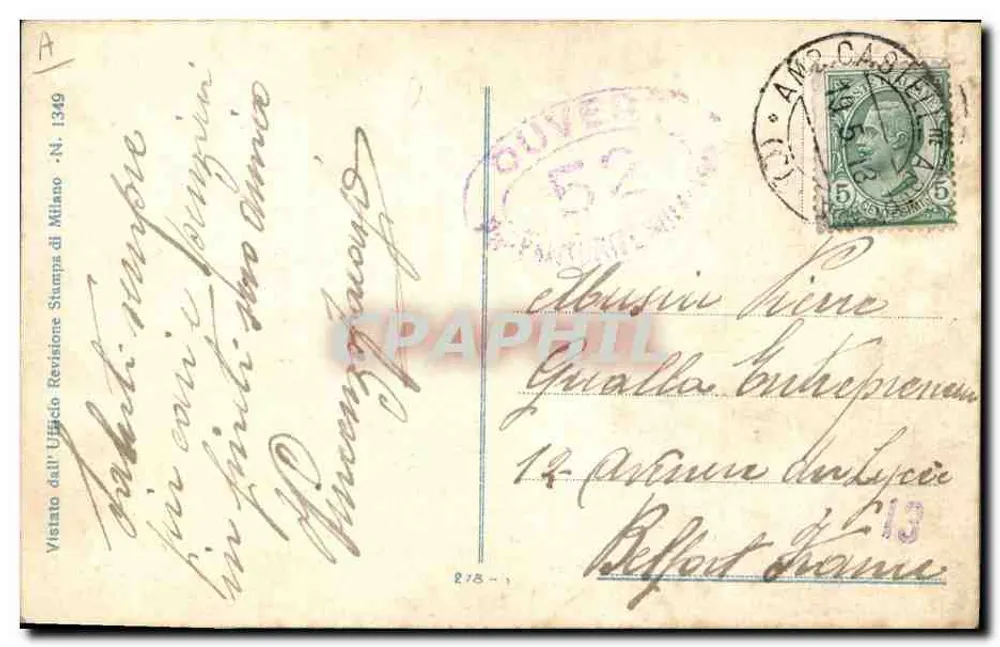 Ein Paar im Arm — Umarmungsszene — Verlag Éd. B. R. B. N° 1349 - Rückseite