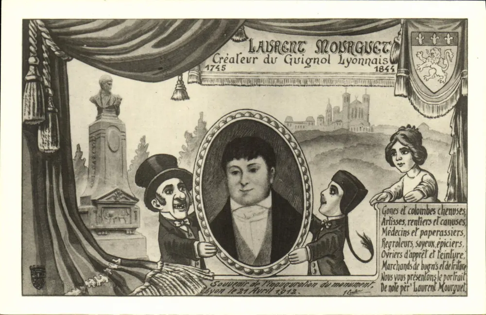 Laurent Mourguet — Erfinder des lyonsischen Guignol — Erinnerung an die Einweihung des Denkmals, Lyon 21. April 1912 - Vorderseite