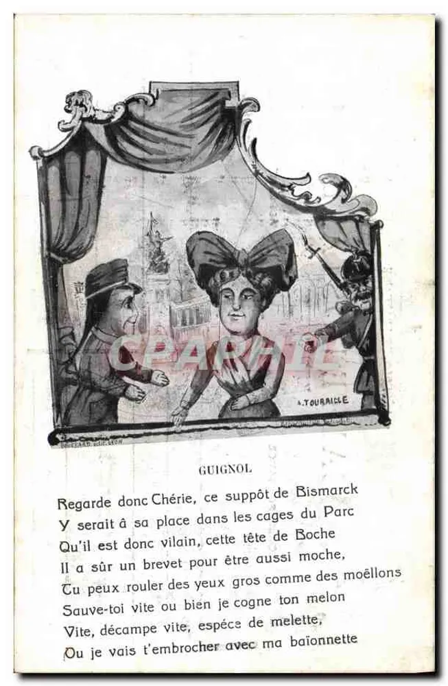 Guignol — caricatura política com texto satírico — editor A. Tourricle, Lyon - Frente