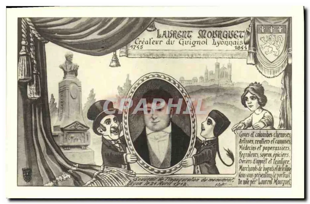 Laurent Mourguet — Aanbieder van het Lyonse Guignol — Herinnering aan de inauguratie van het monument, Lyon, 21 april 1913 - Voorkant