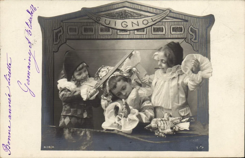 Espectáculo de Guignol — cena com crianças — editor SIP, n° 809/4 - Frente