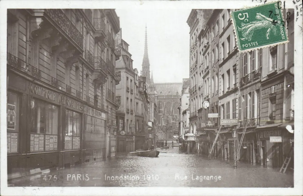 Paris — Inundação de 1910 — Rue Lagrange — Editor: 475 - Frente