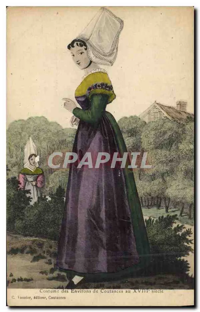Traje dos arredores de Coutances no século XVIII — C. Vannier, editor, Coutances - Frente