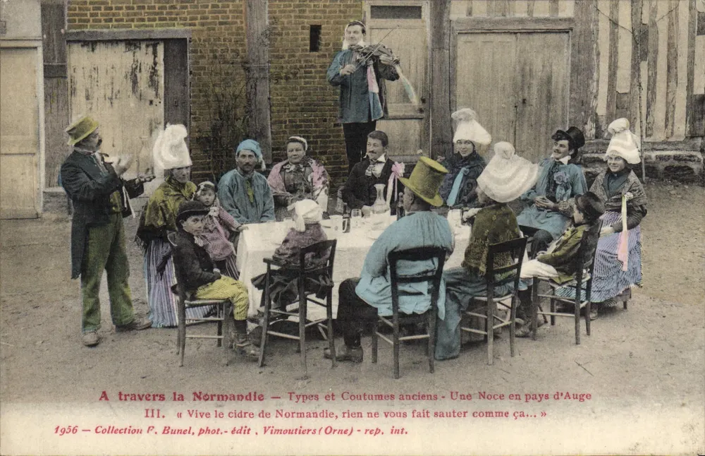 Eine Hochzeit im Pays d'Auge — Durch die Normandie — Traditionelle Typen und Bräuche — Sammlung F. Bunel, Foto. - Verlag Vimoutiers (Orne) — Nr. III - Vorderseite