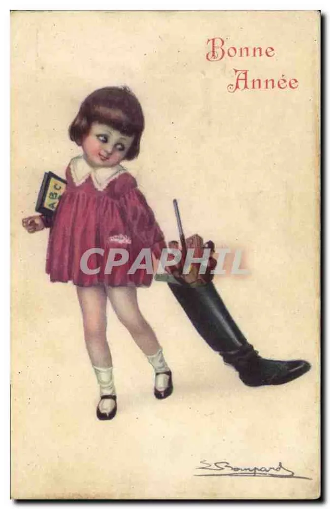 Petite fille avec livre ABC — Bonne Année — Éditeur Sompard - Vorderseite