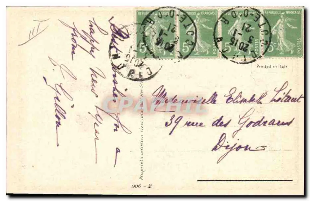 Frau in blauer Mantel in der Schnee — Frohe Weihnachten — S. Bormand - Rückseite