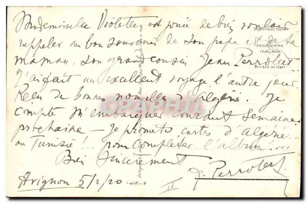 Mädchen mit Früchten in einem Korb — 'Fragil !' — Verlag S. Dampaul, Nr. 1 - Rückseite