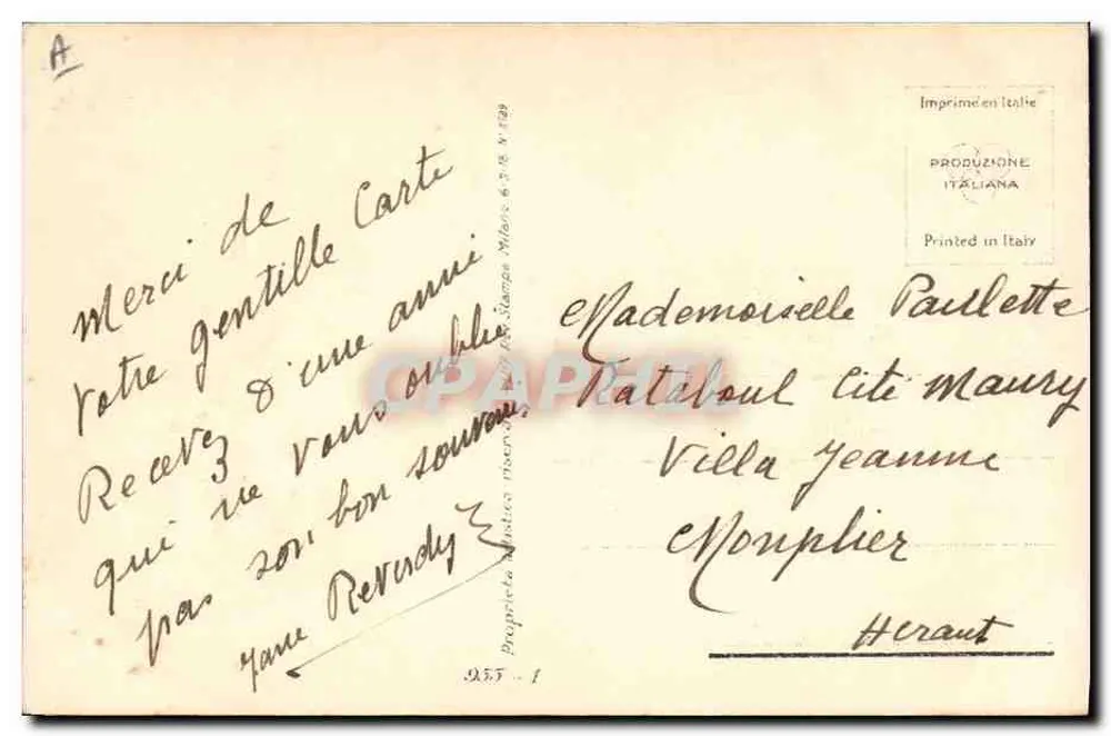 Junge Frau — Portrait — Zeichnung von J. Mompard - Rückseite