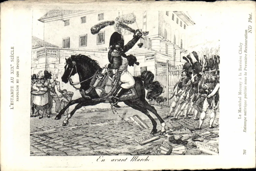 Napoleon auf dem Marsch — satirisch an der Barrière de Clichy — ND Clchy - Vorderseite