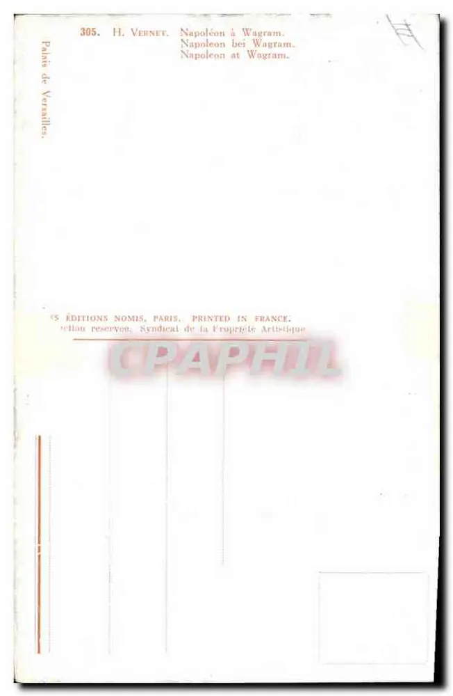 Napoleão em Wagram — H. Vernet — Éditions Nomis, Paris - Verso