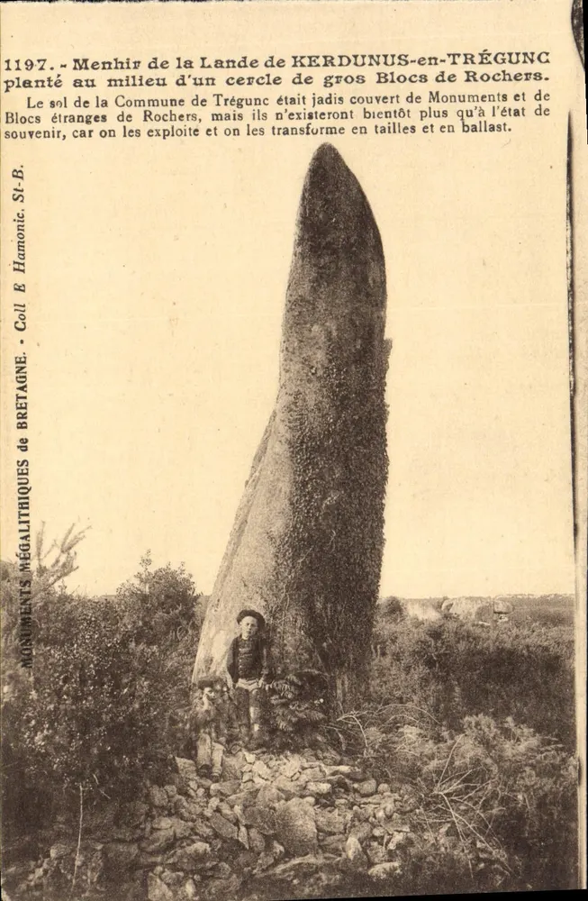 Menhir der Lande de Kerdunus-en-Trégunc — Bretagne — Sammlung E. Hamonic - Vorderseite