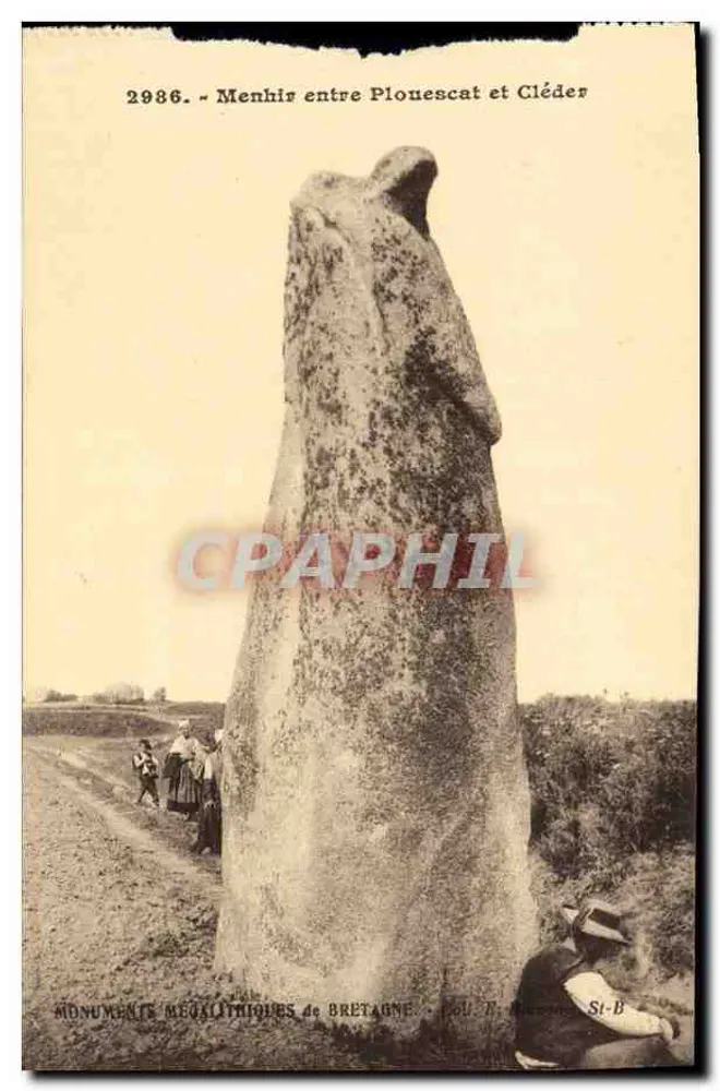 Menhir entre Plouescat y Cléder — Serie 2986 — Editor T. Baudouin, Si-B - Anverso