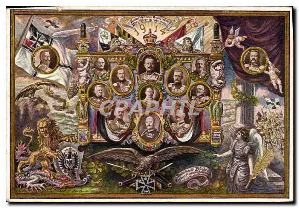 Kaiser Wilhelm II e seus generais em 1914 — edição de Dering von Paul & Ebert, Stuttgart - Frente