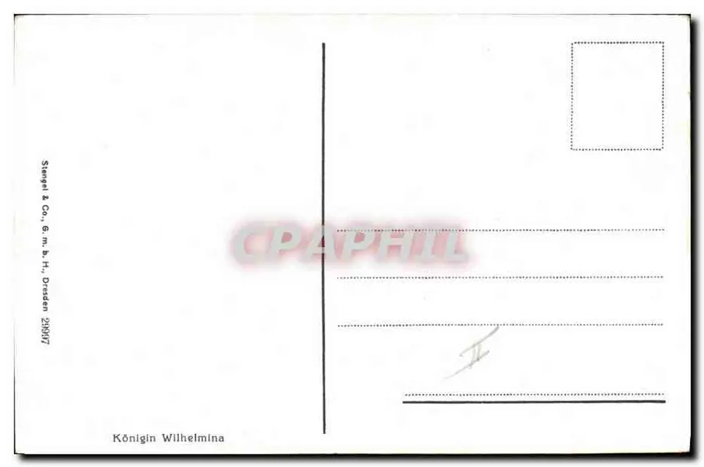 Königin Wilhelmina — Sienkens & Co., Dresden 299197 - Verso