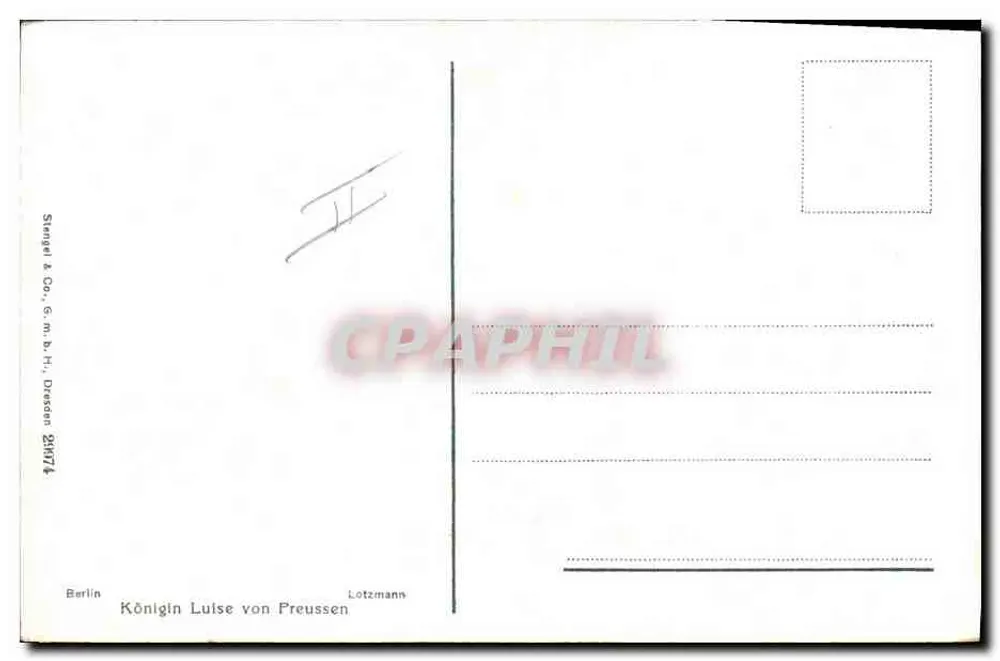 Rainha Luise da Prússia — Série 24174 — Stengel & Co., G.m.b.H., Dresden - Verso