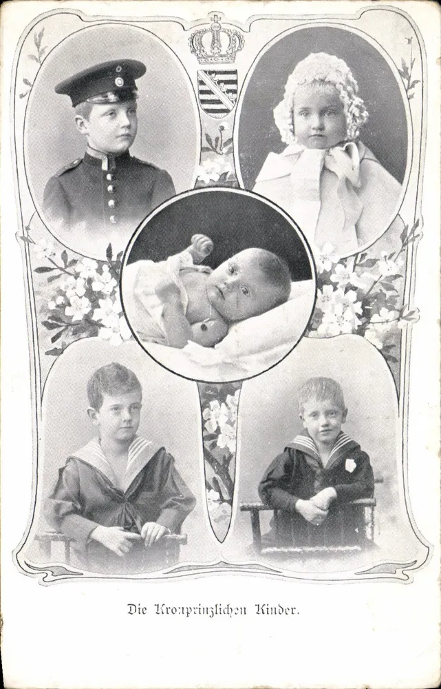 Les enfants de la couronne — portraits de quatre enfants — éditeur Loewe, Schoenefeld, Dresde - Frente