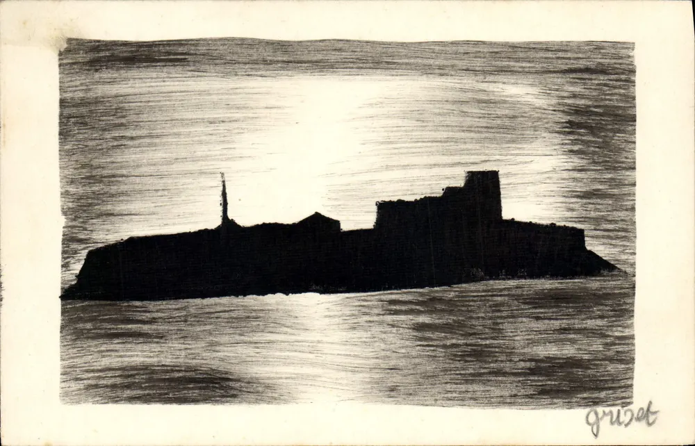 Befestigter Schloss der Insel Ré — Bleistiftzeichnung — Gruset - Vorderseite