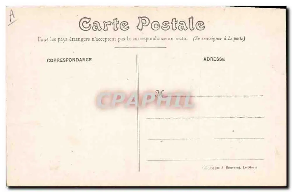 Caricatura de un hombre con bigote — dibujo firmado 'Gir' — fototipo J. Bouveret, Le Mors - Reverso